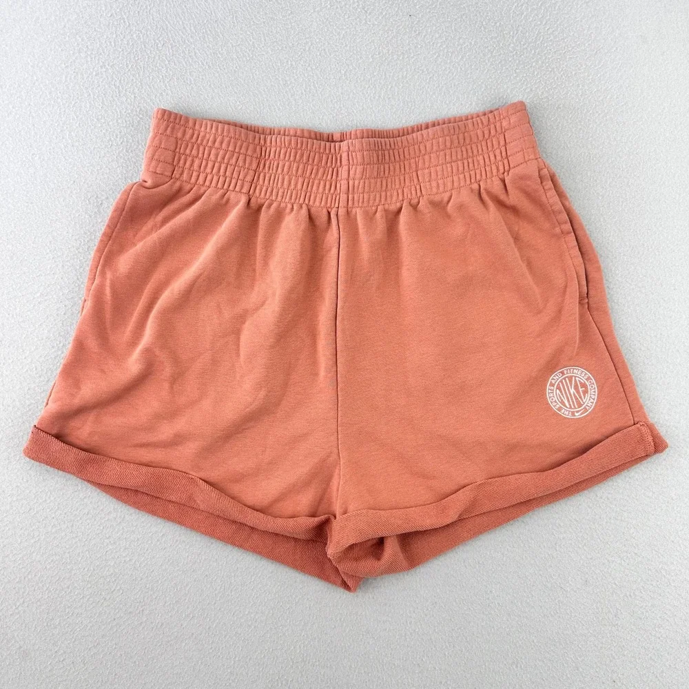 Nike‎ Athletic Shorts Women L Terracotta Orange Gym Baggy Loose High Rise